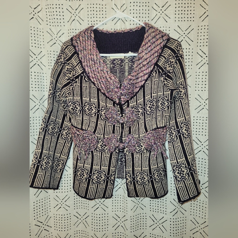 Sleeping On Snow/ Anthropologie Women's Patterned Sweater Jacket